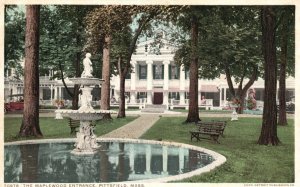 Vintage Postcard The Maplewood Entrance Fountain Pittsfield Massachusetts MA