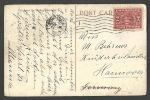 DATED 1909 VINTAGE PPC IND TO GERMANY W/#370, CARD BENT