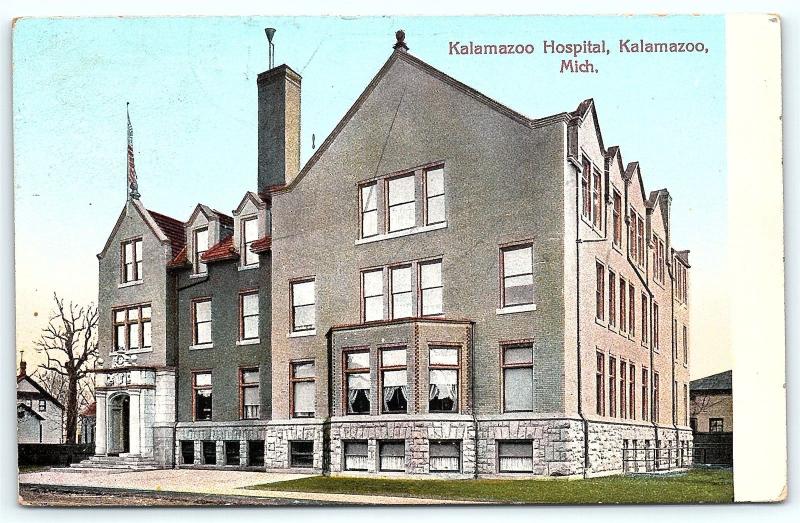 Postcard MI Kalamazoo 1911 View Kalamazoo Hospital B27