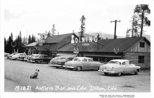 Postcard RPPC 1950s Colorado Dillon Antlers Bar & Cafe occupational CO24-2564