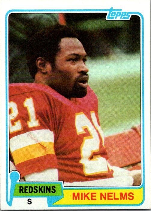 1981 Topps Football Card Mike Nelms Washington Redskins sk60447