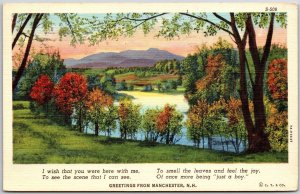 1941 Greetings From Manchester New Hampshire NH Scenic View Posted Postcard