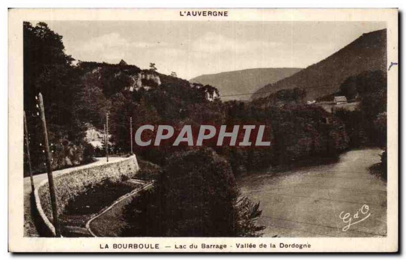Old Postcard La Bourboule Valley Lake dam of the Dordogne