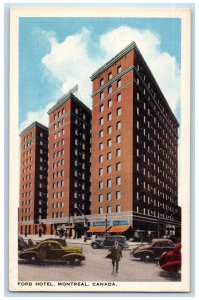 c1940's Cars Scene at Ford Hotel Montreal Quebec Canada Vintage Postcard 