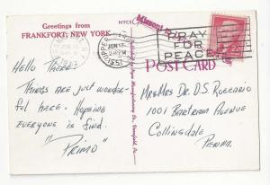 Greetings Frankfort NY Auxiliary Markings Vintage Postcard