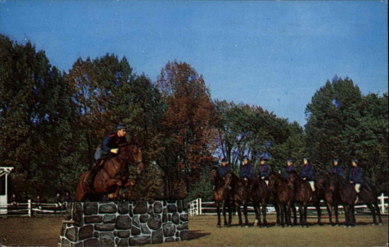 New Canaan Connecticut CT Cavalry Horse Riding 1950s-60s Postcard