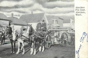 1907 Aberdeen Washington Fire Department horses occupation Postcard 25-11343