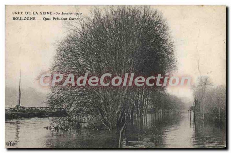 Postcard Old Crue of the Seine Boulogne Quai President Carnot