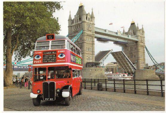 London Number 15 Bus to Tower Hill Postcard