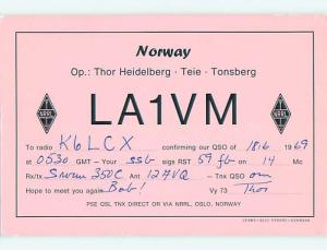 1969 vintage QSL CB HAM RADIO CARD Oslo NORWAY s0368