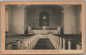 FLEMINGTON NJ BAPTIST CHURCH INTERIOR ANTIQUE POSTCARD