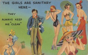 Comic Sexy girls the girls keep me clean postcard aj2-206