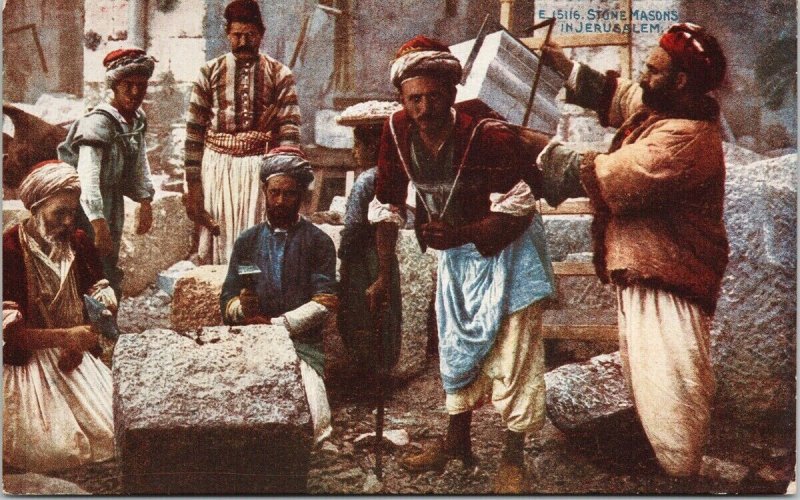 Stone Masons in Jerusalem Workers Men Unused Celesque Series Postcard F22