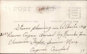 Farming Tractor Steam Engine Namaka Farm Strathmore Alberta c1910 RPPC