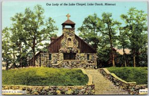 1946 Our Lady Of The Lake Chapel Lake Ozark Missouri Grounds Posted Postcard