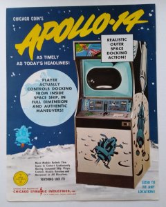 Apollo 14 Arcade Flyer Rockets Moon Landing Space Ship Retro Chicago Coin 1972