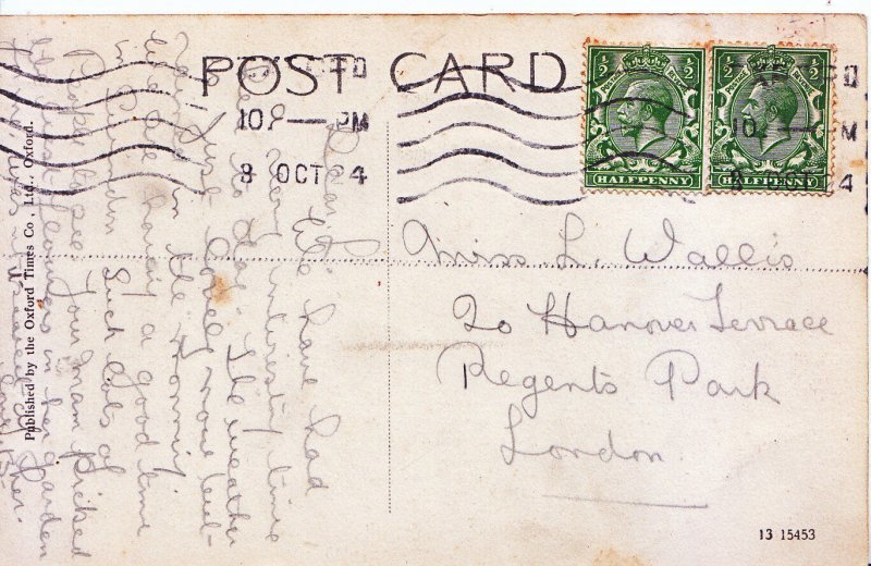 Genealogy Postcard - Family History - Wallis - Regents Park - London  562A
