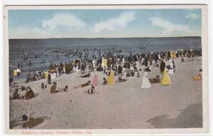 Bathing Beach Crowd Ocean View Virginia 1920c postcard