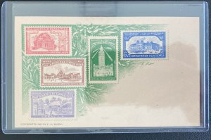 Rare Ten Pan American Exposition Stamp On Stamp Postcards Complete Set Mint