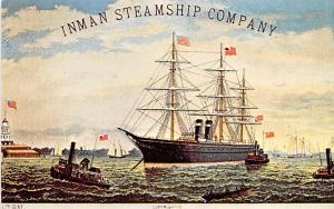 Inman Steamship Company Sailboat Reproduction Unused 