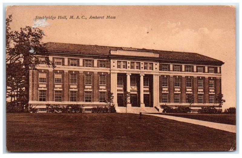 1925 Stockbridge Hall, Massachusetts Agriculture College, Amherst, MA Postcard