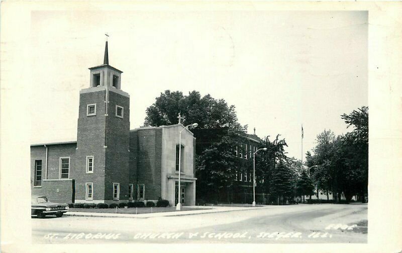 Automobile St Liborius Church School Steger Illinois 1965 Photo Postcard 20-4333