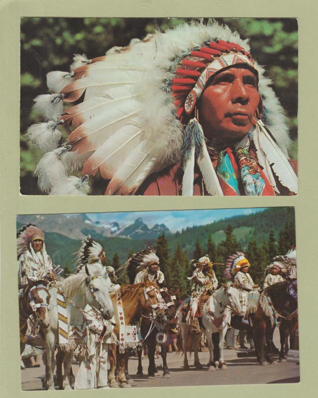 Four Chiefs RPPC Postcards Native American Indian Horses Regalia