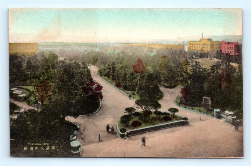 Postcard Japan Airview Yokohama Park Hand Colored c1915 K10