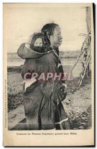 Old Postcard Polar Eskimo How Moms carry their babies