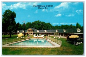 c1960 Magnolia Court Grill Swimming Pool Exterior Macon Georgia Vintage Postcard