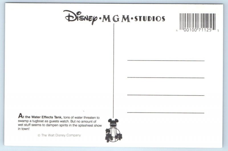 2 Postcards DISNEY MGM STUDIOS, FL ~ Backstage Tour & Water Effects 4x6~1990s