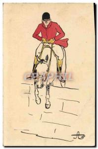 Old Postcard Riding Equestrian Horse Rider