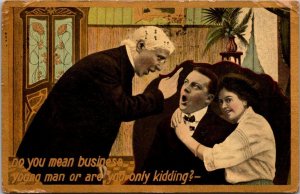 Romantic Couple Do You Mean Business Young Man 1909