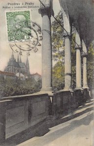 POZDRAV z PRAHY CZECH REPUBLIC-POHLED z LETOHTADKU BELVEDERE~1910 PHOTO POSTCARD