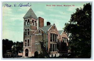 c1910 North Side School Exterior Building Morrison Illinois IL Vintage Postcard