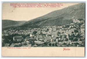 c1940's View of Mostar Bosnia and Herzegovina Railway Officials Clubs Postcard