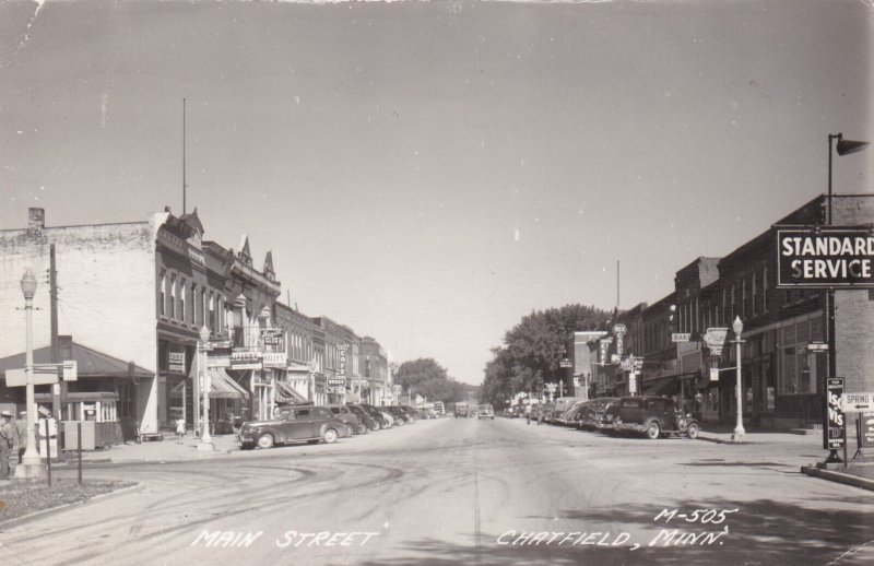 Minnesota Chatfield Main Street Old Cars 1948 Real Photo