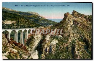 Postcard Old M Eze Village and the Viaduct of the Moyenne Corniche