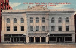 Colorado Springs Colorado Burns Theatre Building Vintage Postcard AA26531