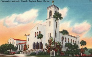 Vintage Postcard Community United Methodist Church Daytona Beach Florida FL