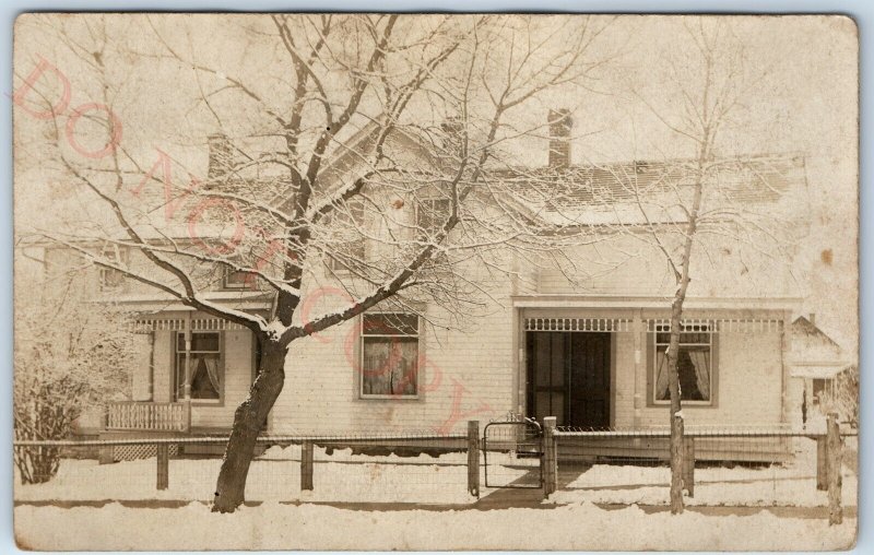 c1910s Snow-Covered House RPPC Winter Residence Real Photo Icy Home PC A130