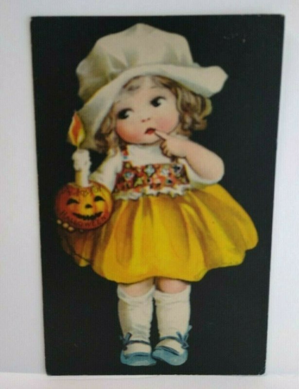 Antique Halloween Postcard Girl & JOL Ellen Clapsaddle Signed Wolf Series 501 