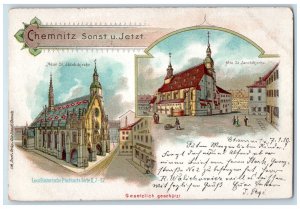 Chemnitz Sonst Jetzt Gesetzlich Geshutzt Germany Multiview Antique Postcard 