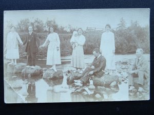 Family Portrait by Stepping Stones A BIT OF A SWANK ! White Shoes c1910 RP PC