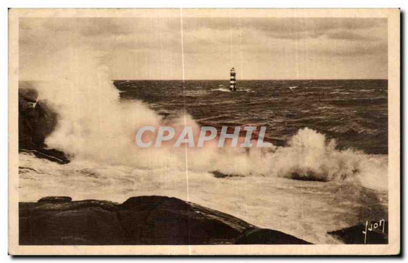 Old Postcard Roscoff Fifistere The advanced Bloscan in heavy seas