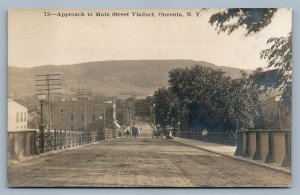 ONEONTA NY MAIN STREET VIADUCT ANTIQUE REAL PHOTO POSTCARD RPPC