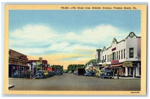 c1940's Street From Atlantic Avenue Classic Car Virginia Beach Virginia Postcard