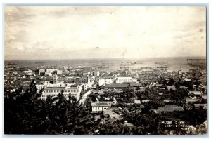 c1940's Aerial View Kobe City Looking Towards The Harbour Japan Postcard