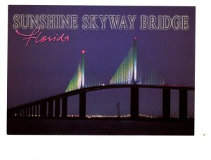 Sunshine Skyway Bridge, Florida, Night, Large 5 X 7 Postcard