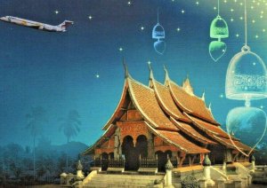 Lot (2) perforated Postcards Lovely Bangkok Airways Laos Thailand Art